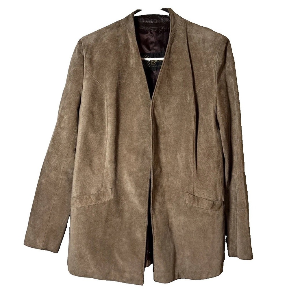 VTG Amzi Leather Ltd Suede Jacket Womens 14 Brown Canada Belted Blazer